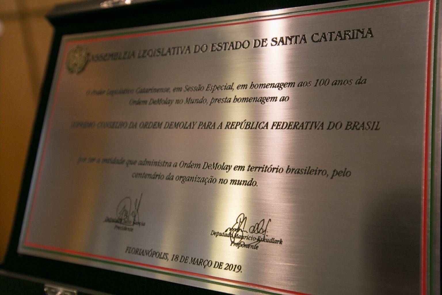 ALESC - Homenagem pelos 100 anos da Ordem DeMolay